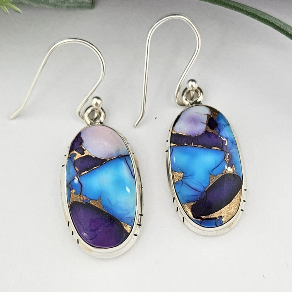 Ice Blue Dahlia Gemstone Earrings